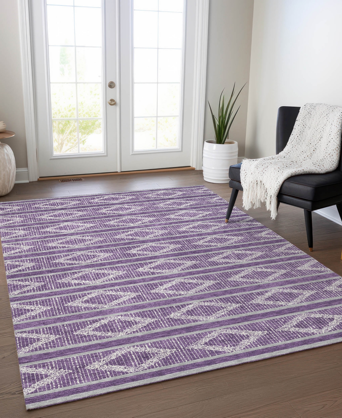 Addison Chantille Mahine Washable Acn1029 9'x12' Area Rug In Purple