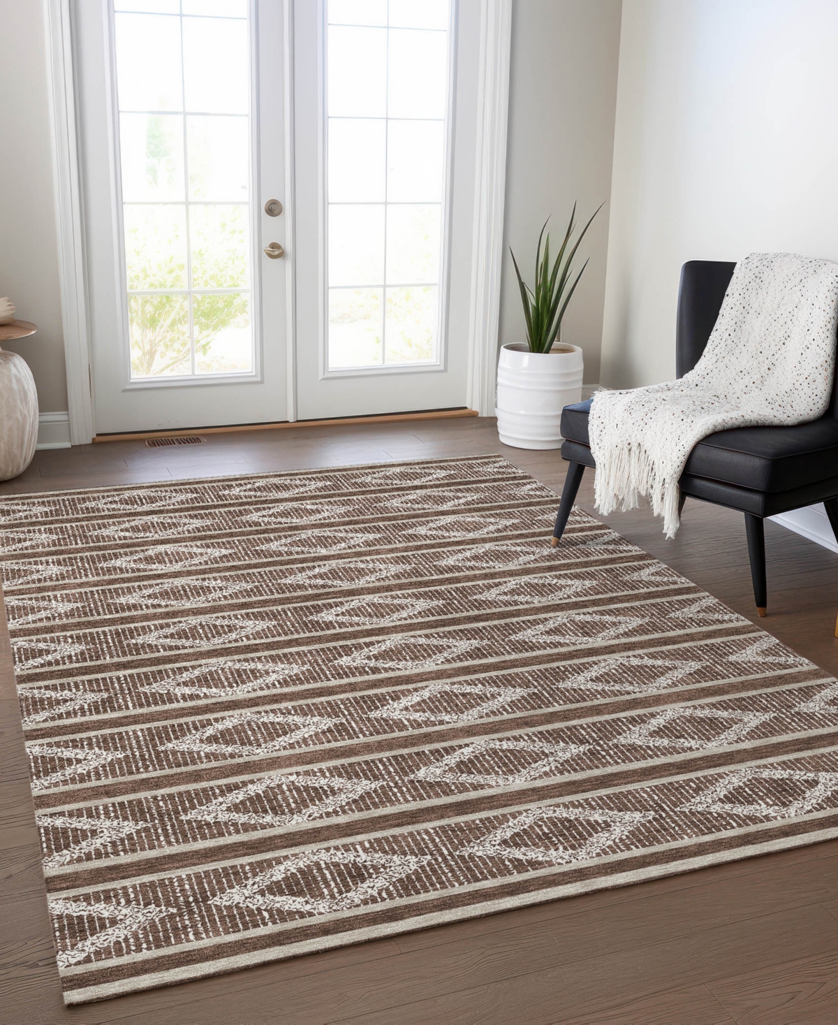 Addison Chantille Mahine Washable Acn1029 9'x12' Area Rug In Brown