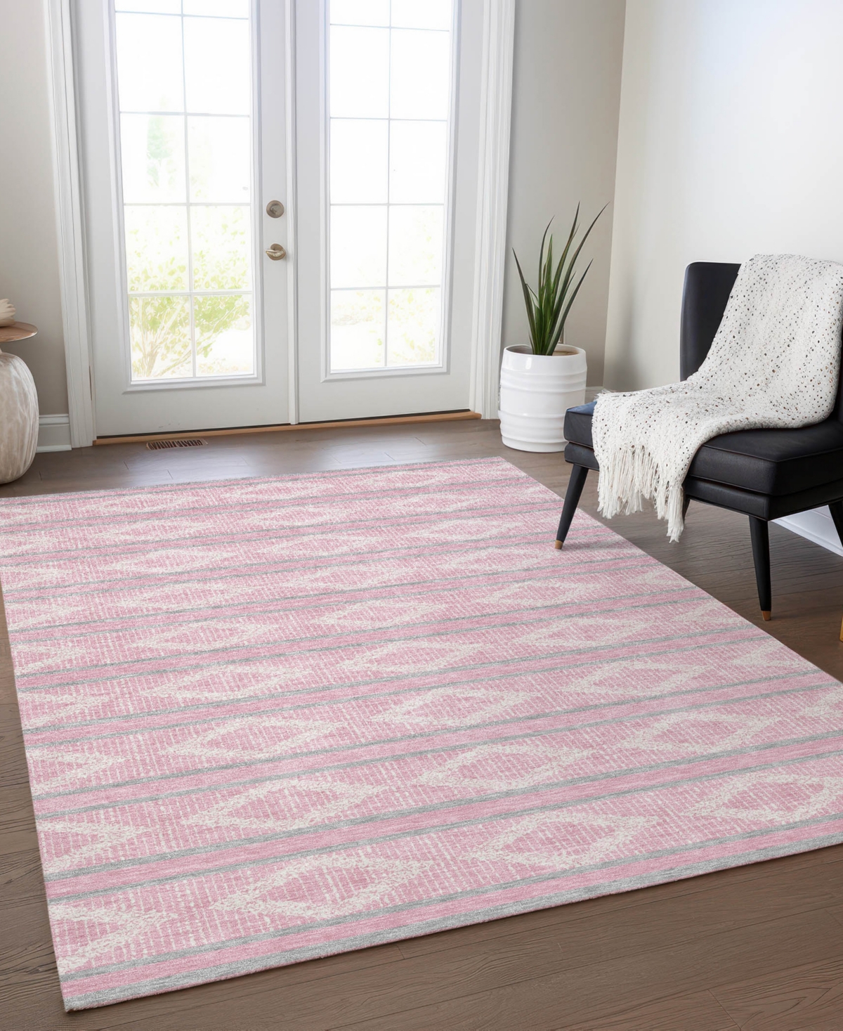 Addison Chantille Mahine Washable Acn1029 8'x10' Area Rug In Pink