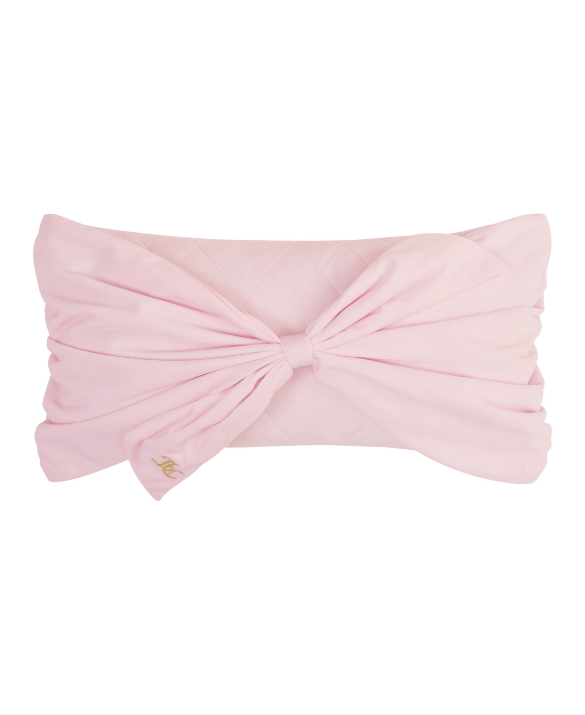 Juicy Couture Velvet Bow Decorative Pillow, 10" X 18" In Marshmallow Pink