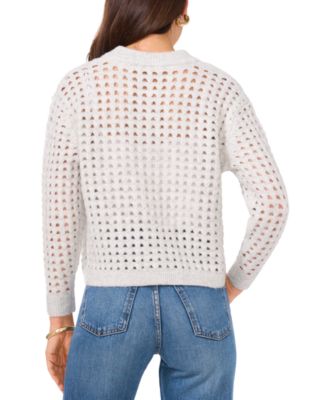 Women's Long-Sleeve Pointelle Cardigan