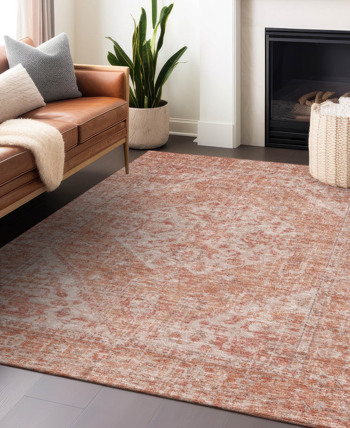 Addison Chantille Machine Washable Acn1104 5'x7'6" Area Rug In Coral
