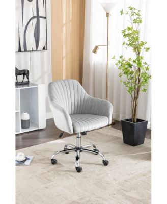 Velvet Accent Chair Modern Home Office Leisure Chair with Adjustable Height and Casters