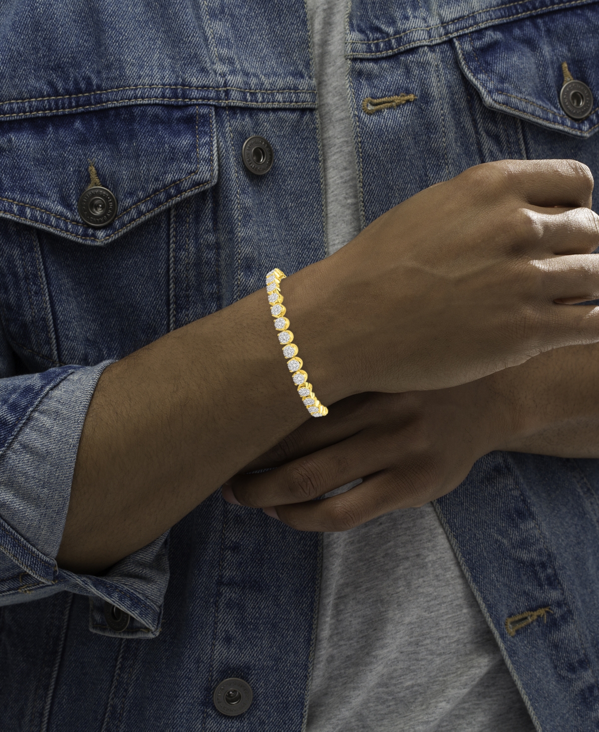 Macy's Men's Diamond Flex Bracelet (5-1/2 Ct. T.w.) In 10k Yellow Gold In Gold