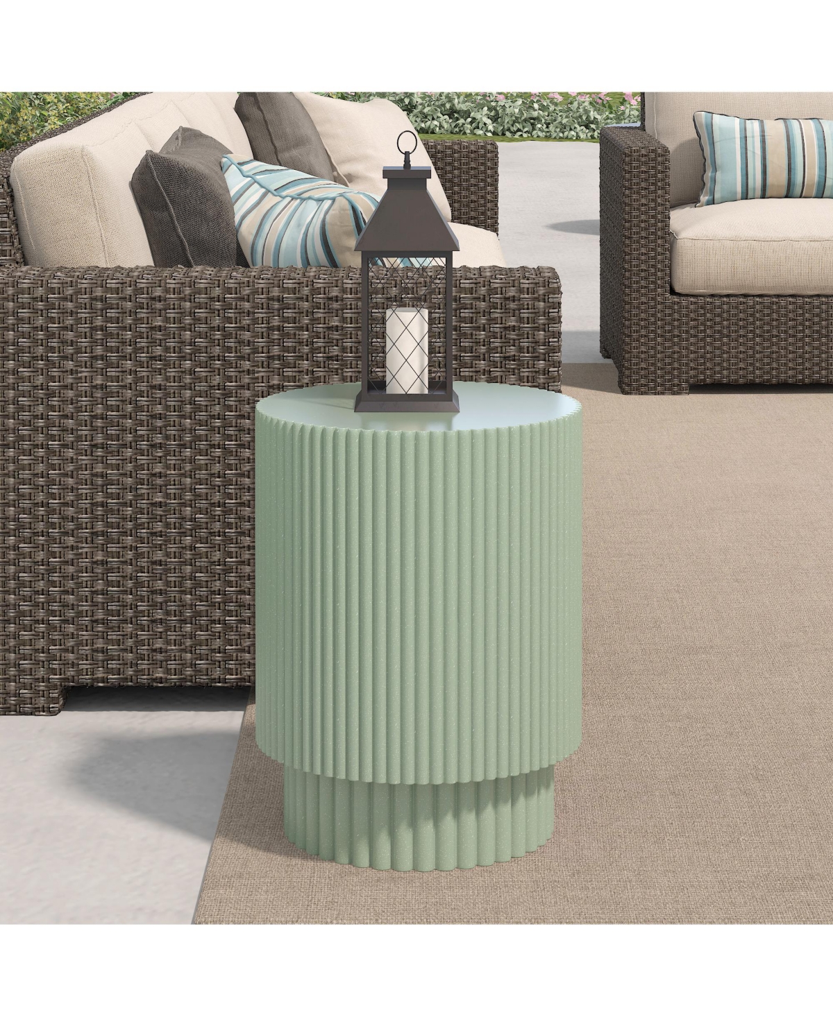Streamdale Furniture 19.9-inch H-shaped barrel coffee table, Nordic style, simple design, suitable for indoor and outdoor use, made of magnesium oxide