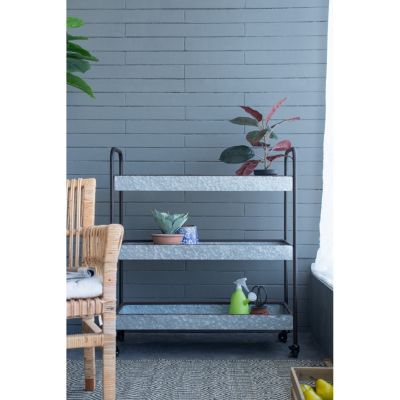 35x12.5x40" Homestead Galvanized Shelf Display 3-tier