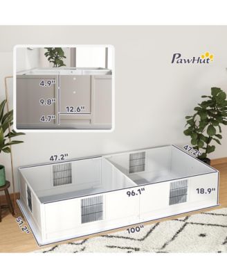 Two Rooms Design Whelping Box for Dogs w/ Pee Pad, 96" x 47" x 19"
