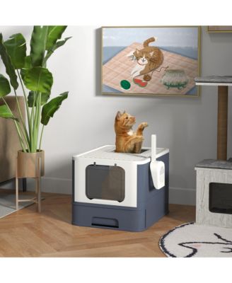 Cat Litter Box with Lid & Scoop for Large Cats Up to 13 lbs.,