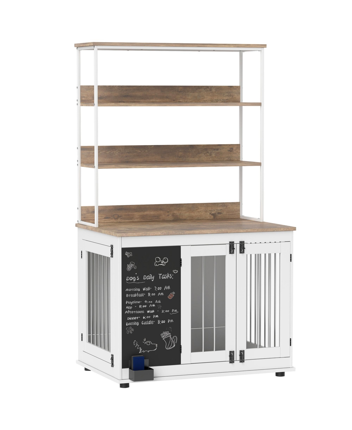 39" Dog Crate Furniture for Large Dogs w/ Storage Shelf, - White