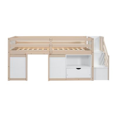Streamdale Twin Low Loft Bed with Stair, Drawer, Shelf