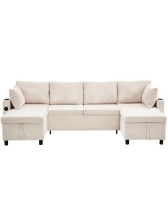 111.8" Sectional Sleeper Sofa with Storage