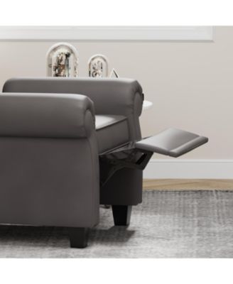 Modern Tufted Push Back Armchair Technical Leather Chair, Adjustable Single Sofa Chair with Sturdy Wood Legs for Bedroom, Living Room, Small Space(Color:GREY)