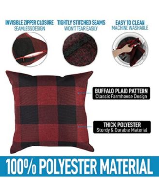 Buffalo Plaid Polyester Durable Anti-Fade 2 Piece Throw Pillow Covers, 18x18 Inches
