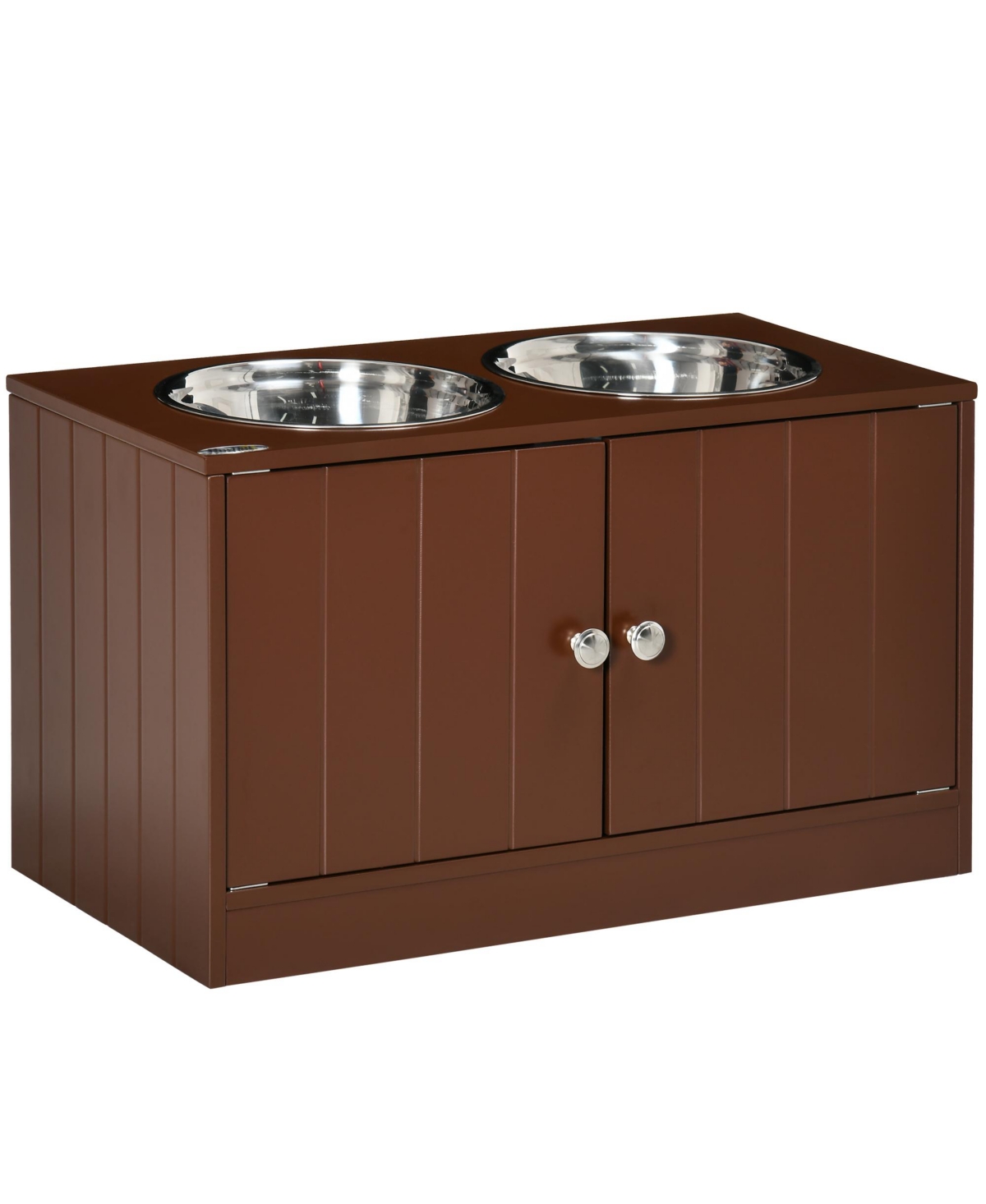 Magnetic-Door Dog Food Storage Cabinet & Dog Feeding Station, - Brown