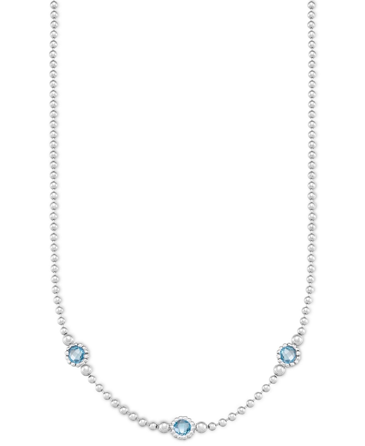 MACY'S LAB CREATED SKY BLUE TOPAZ THREE STONE BEZEL 18" COLLAR NECKLACE (4-3/4 CT. T.W.) IN STERLING SILVER 