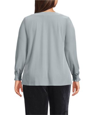 Plus Size Long Sleeve Velvet Blouse