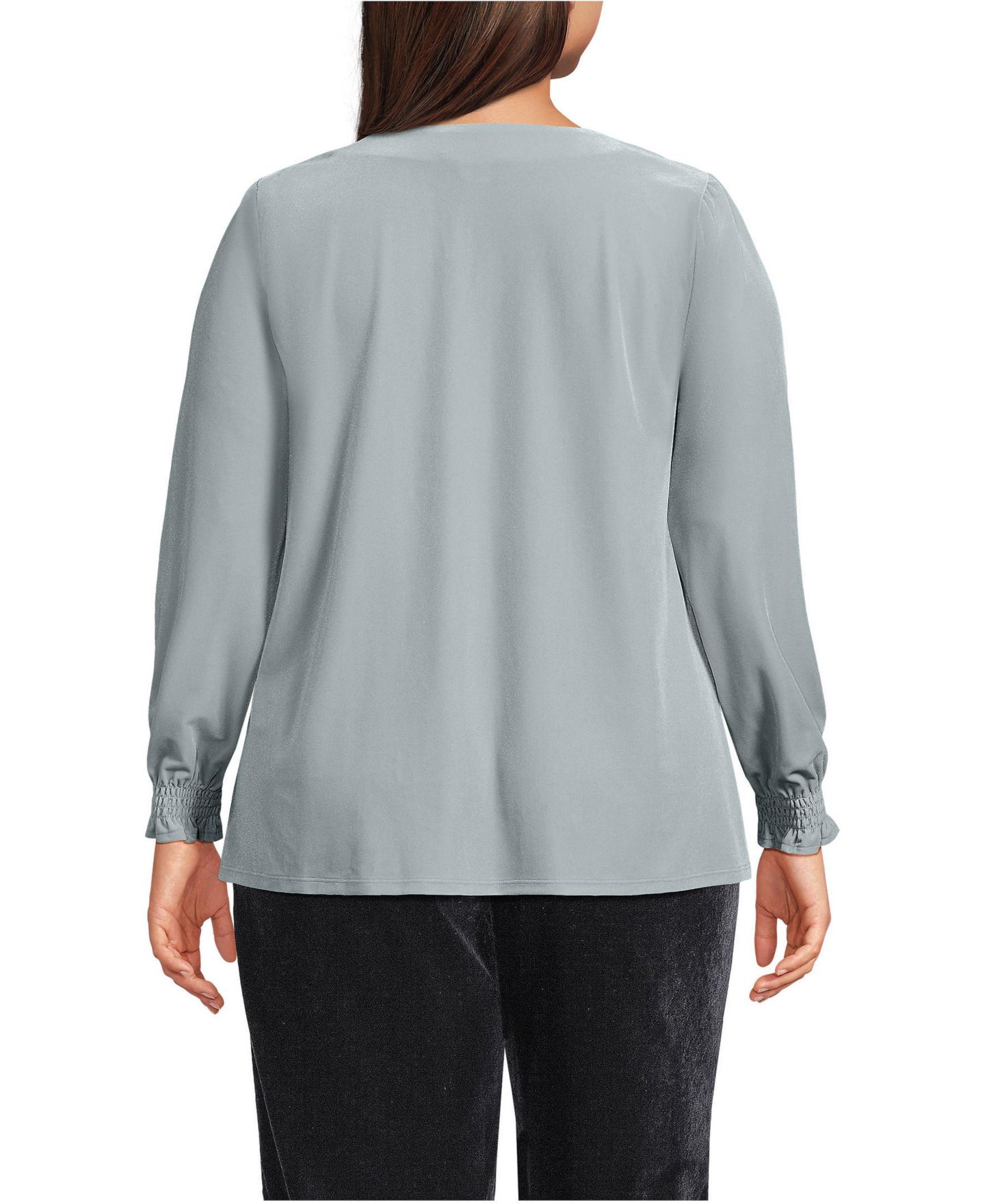 Женская блузка Lands' End Plus Size Long Sleeve Velvet, цвет: Серебряный морозный — фото 2