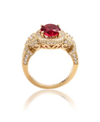 Suzy Levian Sterling Silver Oval Cubic Zirconia French Filigree Ring