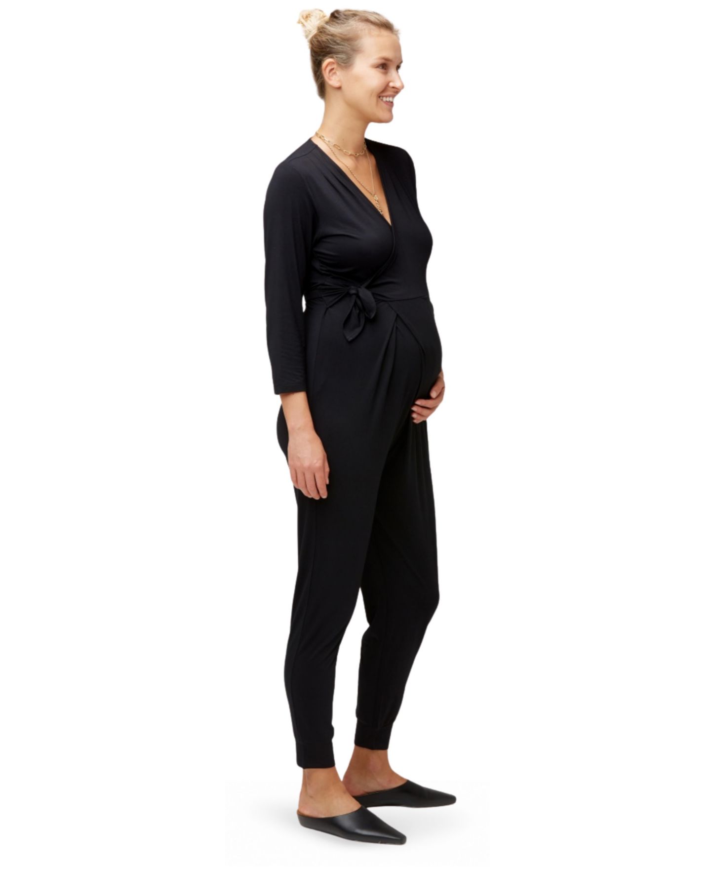 Женский комбинезон NOM Maternity Amabella Nursing Wrap Jumpsuit, цвет: Чёрный — фото 2