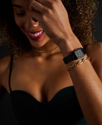 Women's Raquel Three-Hand Date Black Stainless Steel Watch, 23mm