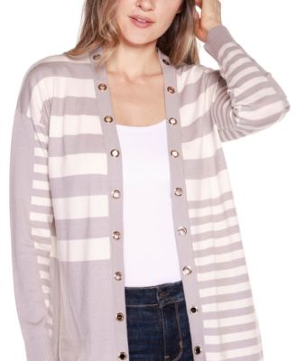 Women's Black Label Colorblocked Open-Front Cardigan Sweater