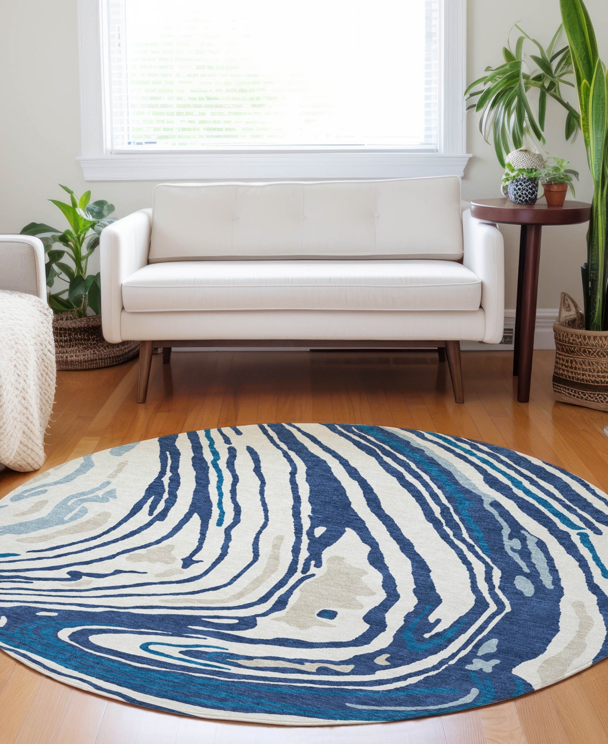 Addison Chantille Mahine Washable Acn1051 8'x8' Round Area Rug In Navy