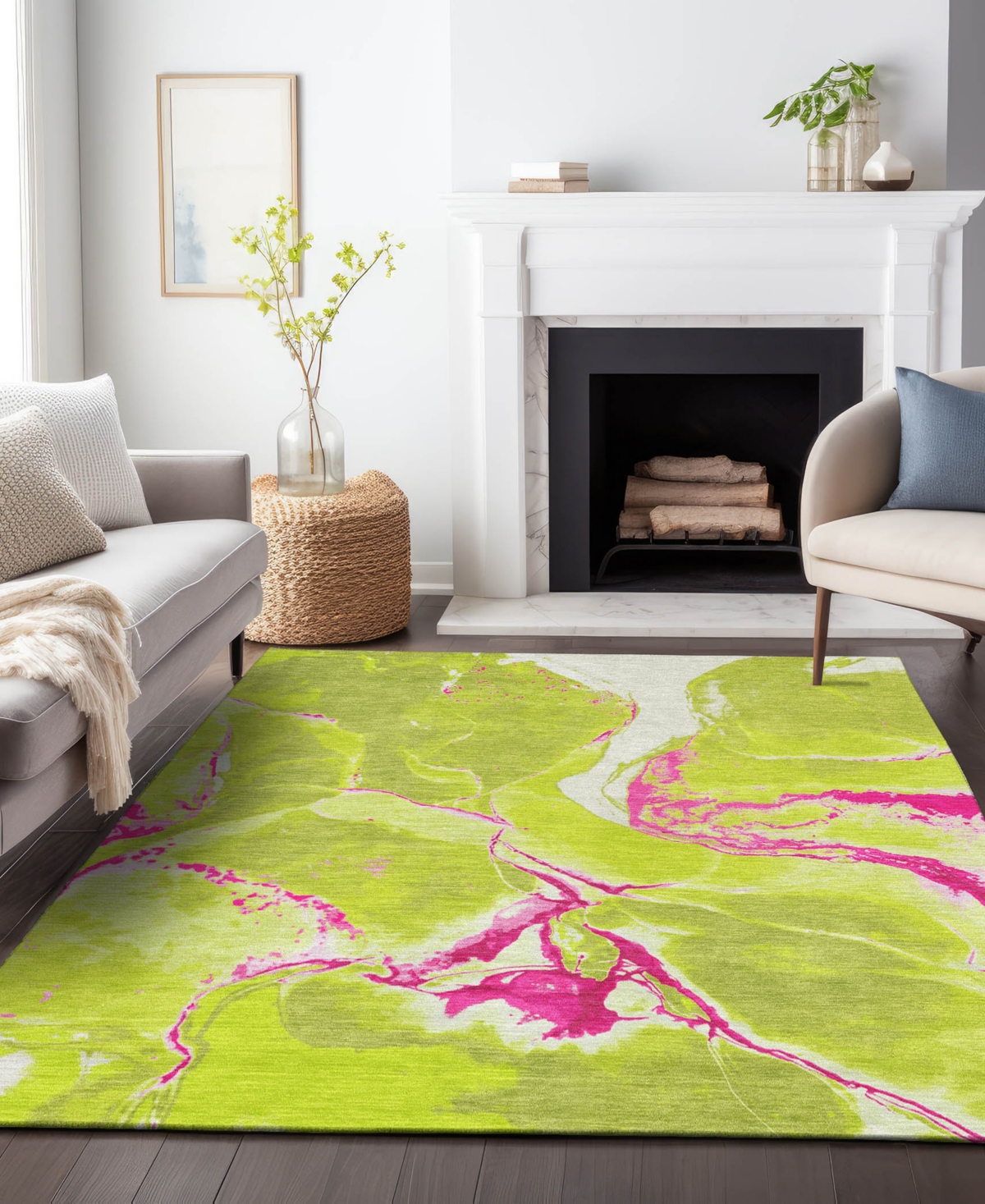 Addison Chantille Machine Washable Acn1005 9'x12' Area Rug In Lime