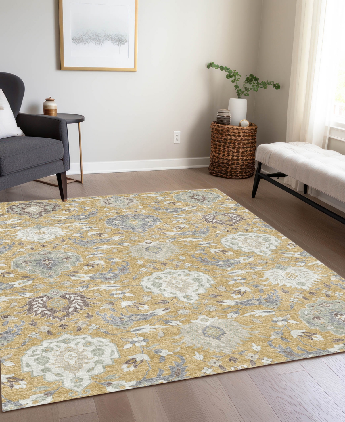 Addison Chantille Machine Washable Acn1026 9'x12' Area Rug In Gold