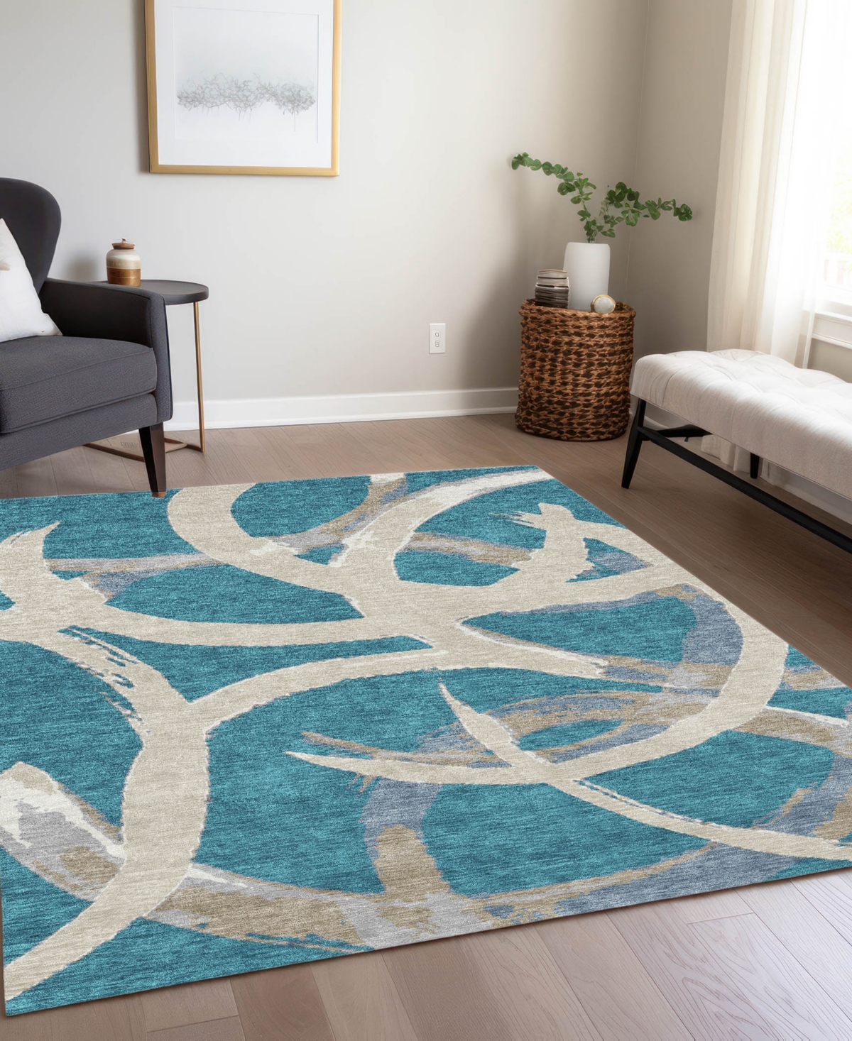 Addison Chantille Machine Washable Acn1022 9'x12' Area Rug In Teal