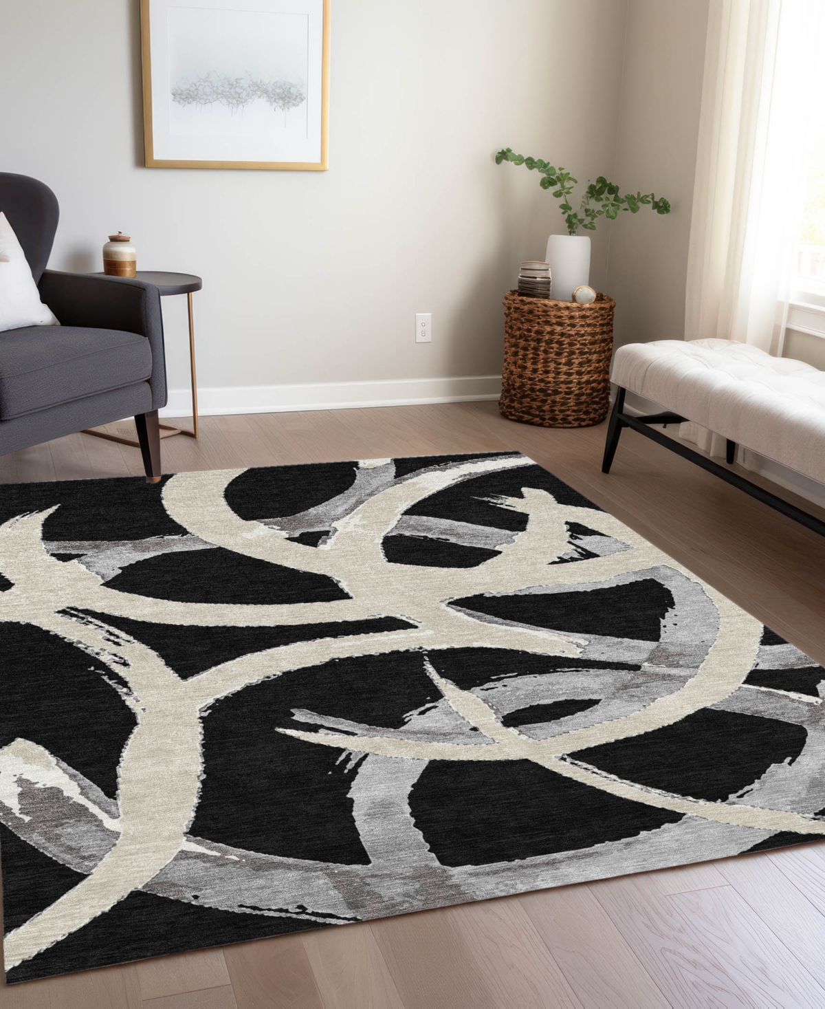 Addison Chantille Machine Washable Acn1022 3'x5' Area Rug In Black