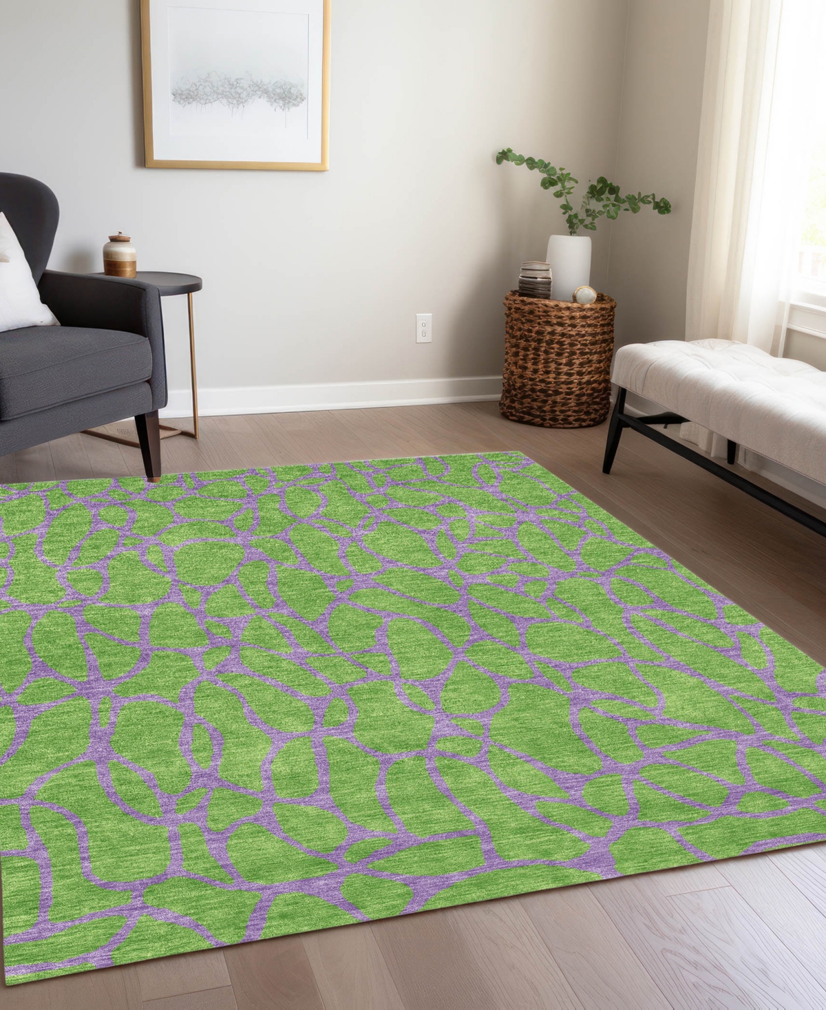 Addison Chantille Machine Washable Acn1023 3'x5' Area Rug In Lime