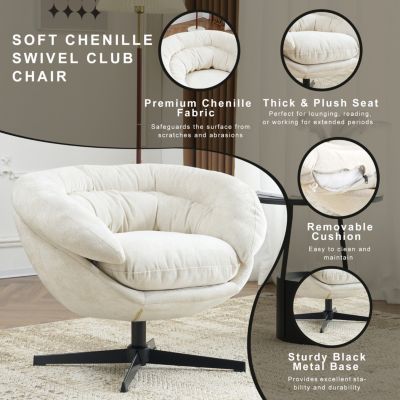 360 Swivel Club Chair with Removable Cushion (Beige)