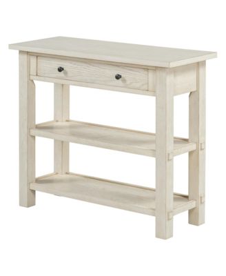 Retro Console Table with Drawer and Two Sturdy Shelves for Entryway, Living Room (Black)