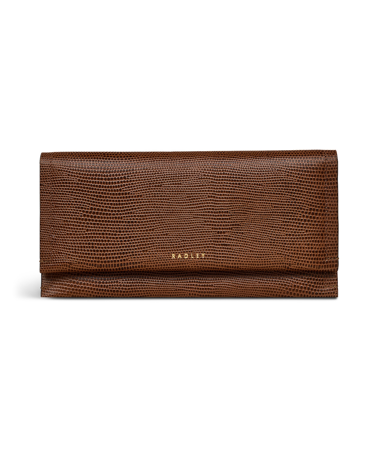 Oak Street Faux Lizard Flap Over Wallet - Saddle