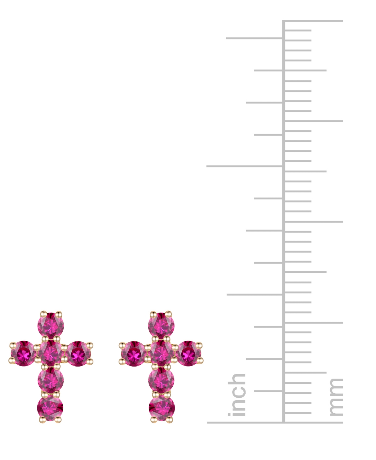 Macy's Lab Grown Sapphire Cross Stud Earrings (1 Ct. T.w.) In 10k White Gold (also In Lab Grow Ruby, Lab Gr In Ruby