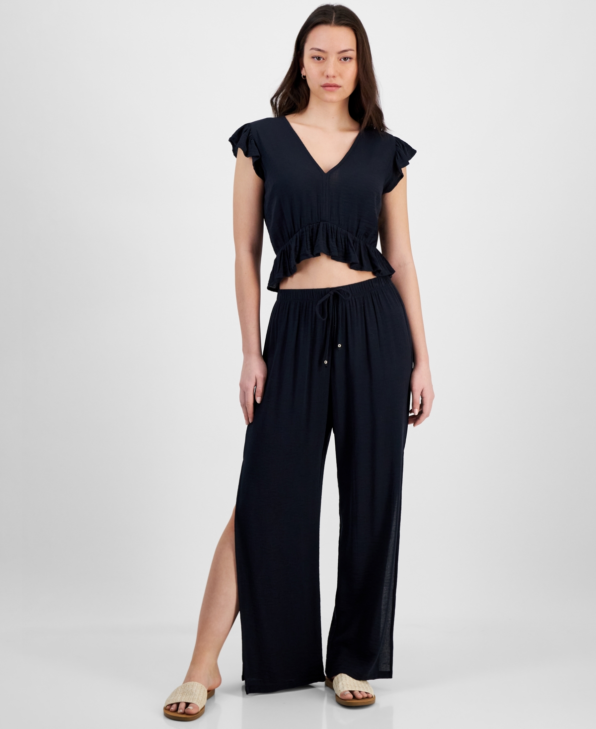 Miken Juniors' Side-slit Cover-up Pants, Exclusively At Macy's In Black