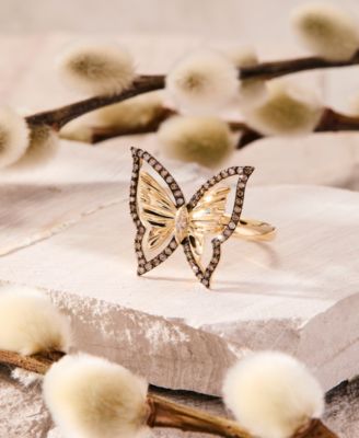 Chocolate Diamond & Nude Diamond Butterfly Ring (1/3 ct. t.w.) in 14k Gold