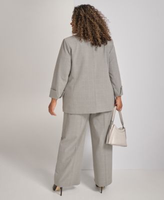 CALVIN KLEIN PLUS OPEN FRONT JACKET PLEATED CAMISOLE WIDE LEG PANTS 