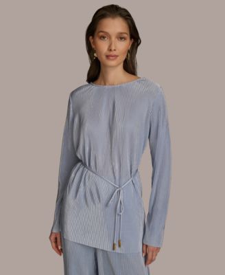 Donna Karan New York - Women's Plisse Tie-Waist Blouse