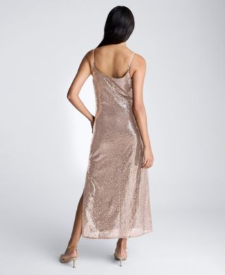 Women's Cowl Neck Sequin Maxi Dress