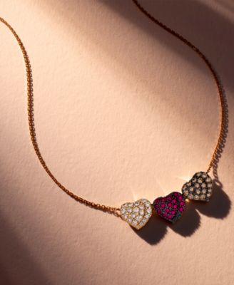 Godiva x Passion Ruby (1/3 ct. t.w.) & Diamond (5/8 ct. t.w.) Pav&eacute; Heart Statement Necklace in 14k Yellow Gold, 17" + 2" extender