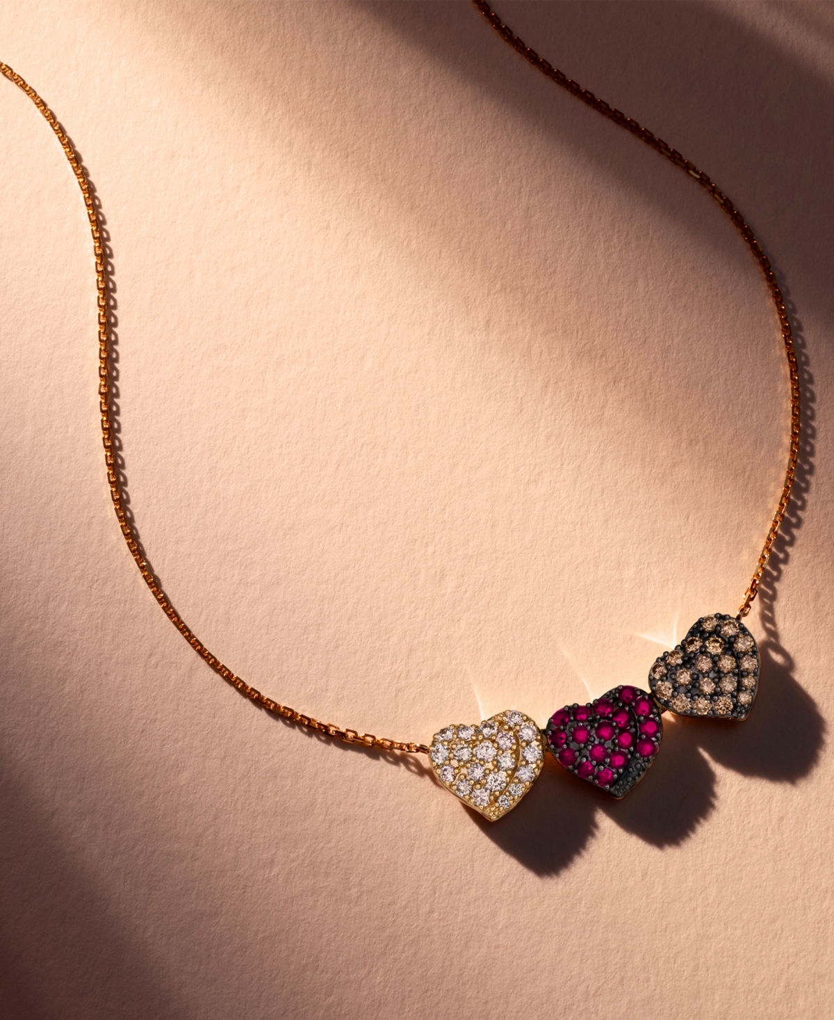 Godiva x Le Vian Passion Ruby (1/3 ct. t.w.) & Diamond (5/8 ct. t.w.) Pave Heart Statement Necklace in 14k Yellow Gold, + extender