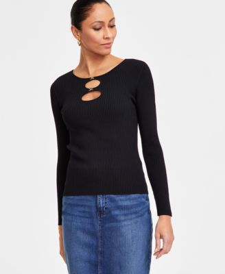 I.N.C. International Concepts - Women's Double-Cutout Sweater