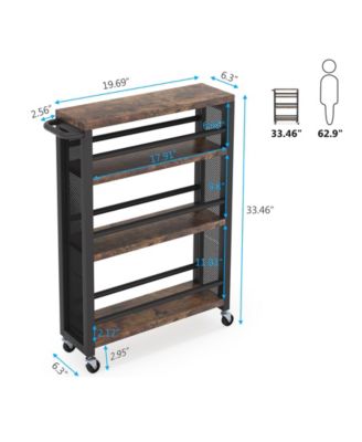 4-Tier Narrow Rolling Carts with Wheels and Handle,Slim Storage Cart