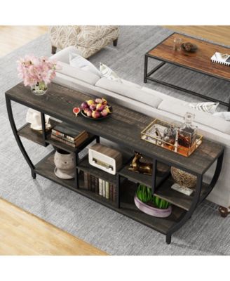Rustic Console Table with Storage and Shelves,70.9 Inch Long Industrial Entryway Table TV Stand