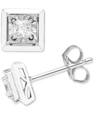 Macy's - Diamond Princess Cut Square Frame Stud Earrings (1/4 ct. t.w.) in 14k White Gold