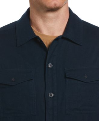 Perry Ellis Men's Slim Fit Long Sleeve Button Front Twill Shirt Jacket -  Macy's