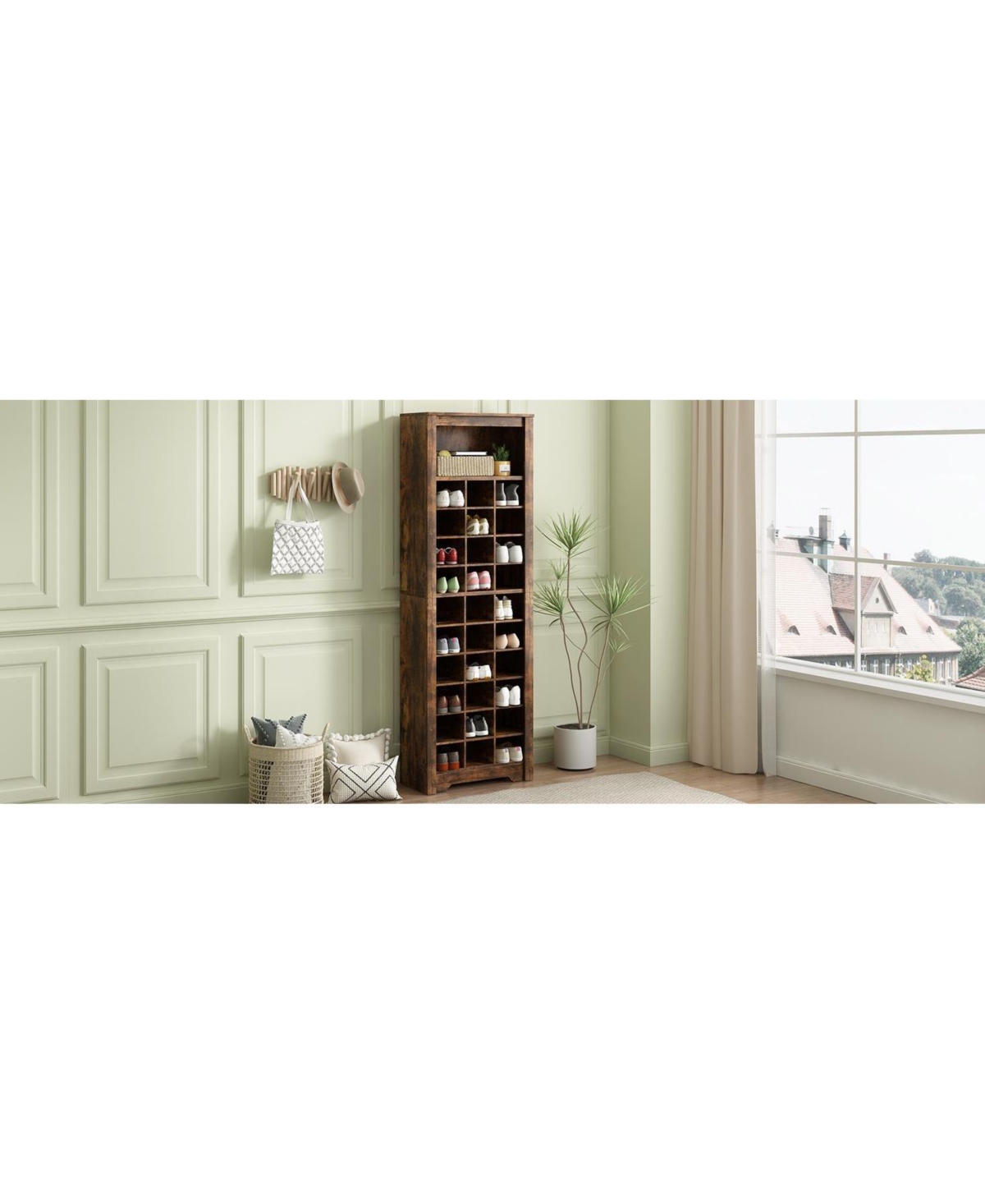 Slickblue 30-Shoe Cubby Console Stylish Shoe Storage with Modern Design for Entryway and Closet Organization