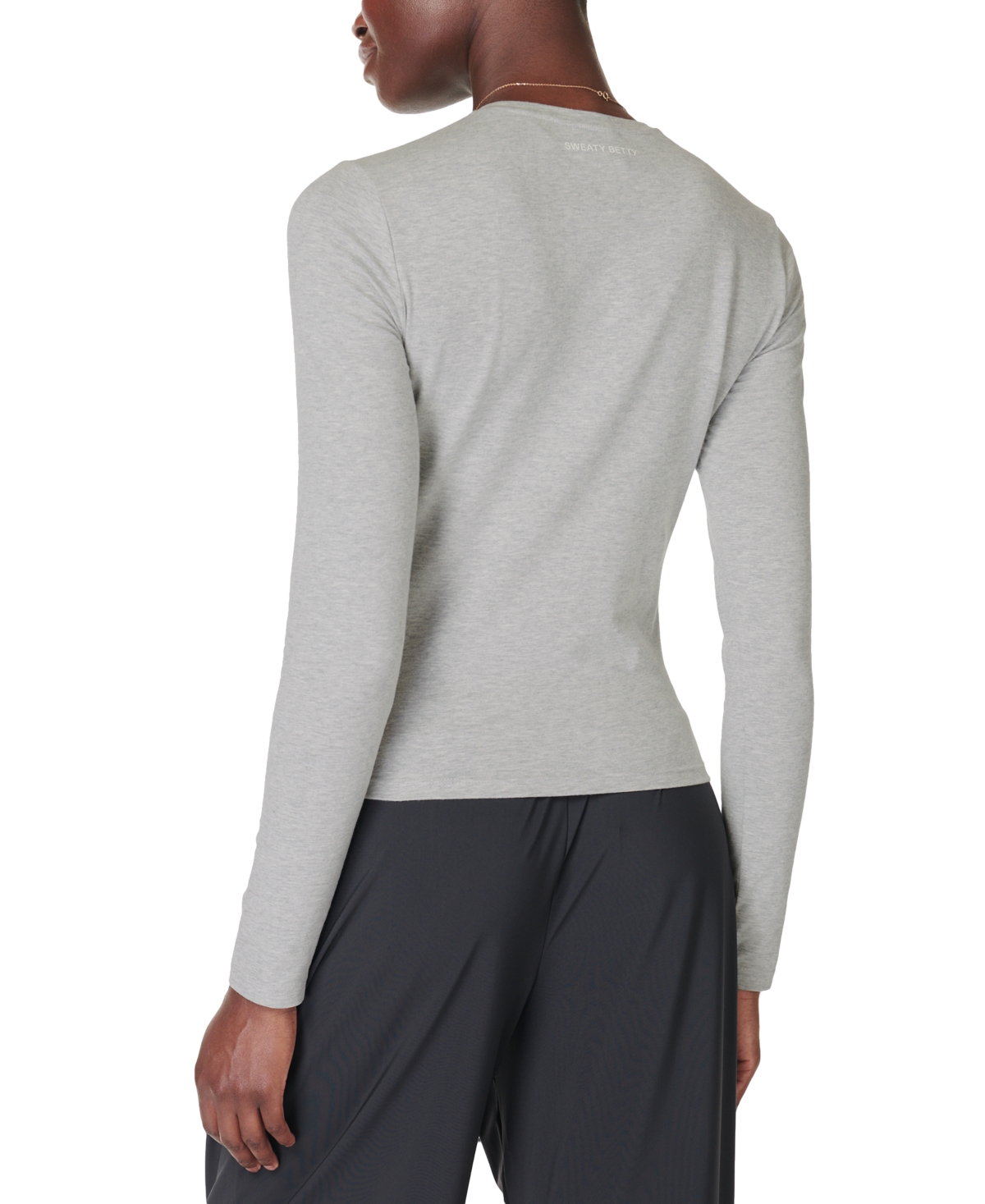 Sweaty Betty Essential Sculpt Long Sleeve Tee In Light Marl Grey