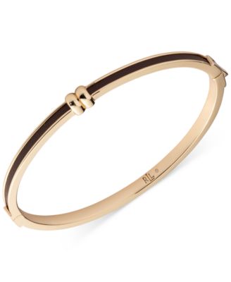 Lauren Ralph Lauren - Gold-Tone Leather-Inset Bangle Bracelet